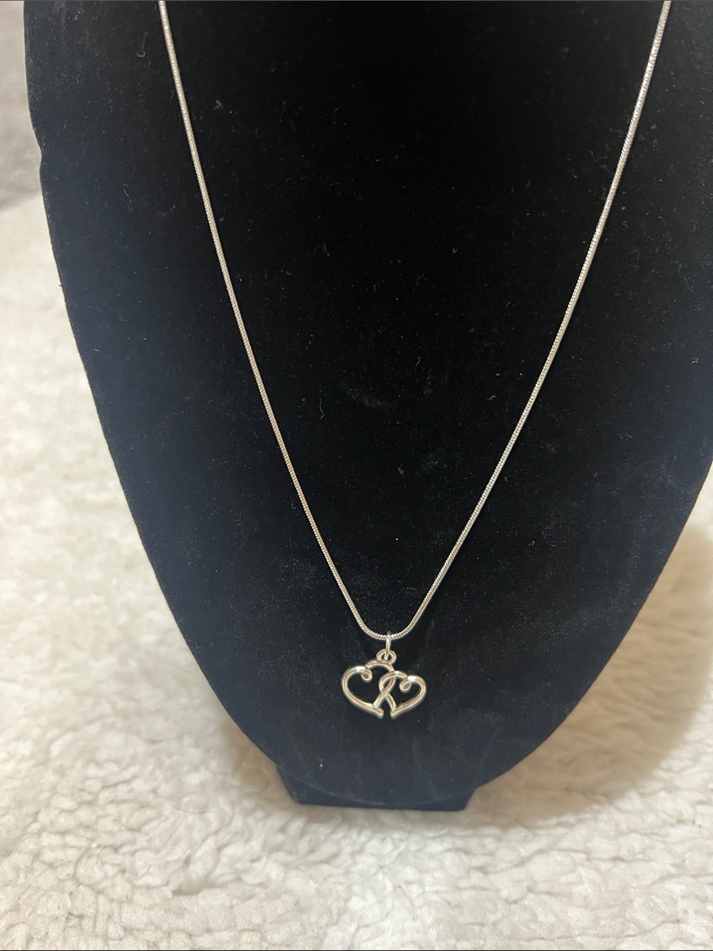 Silver Double Heart Pendant Necklace - Women Jewelry
